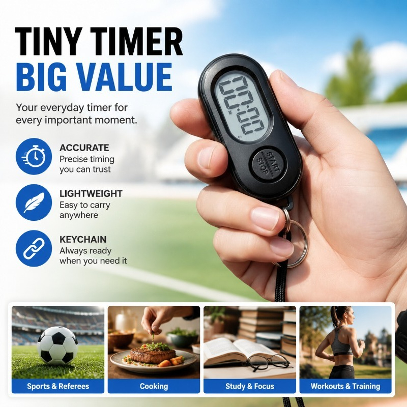 Digital Timer Countdown - Digital Stopwatch Timer Keychain, Small LCD