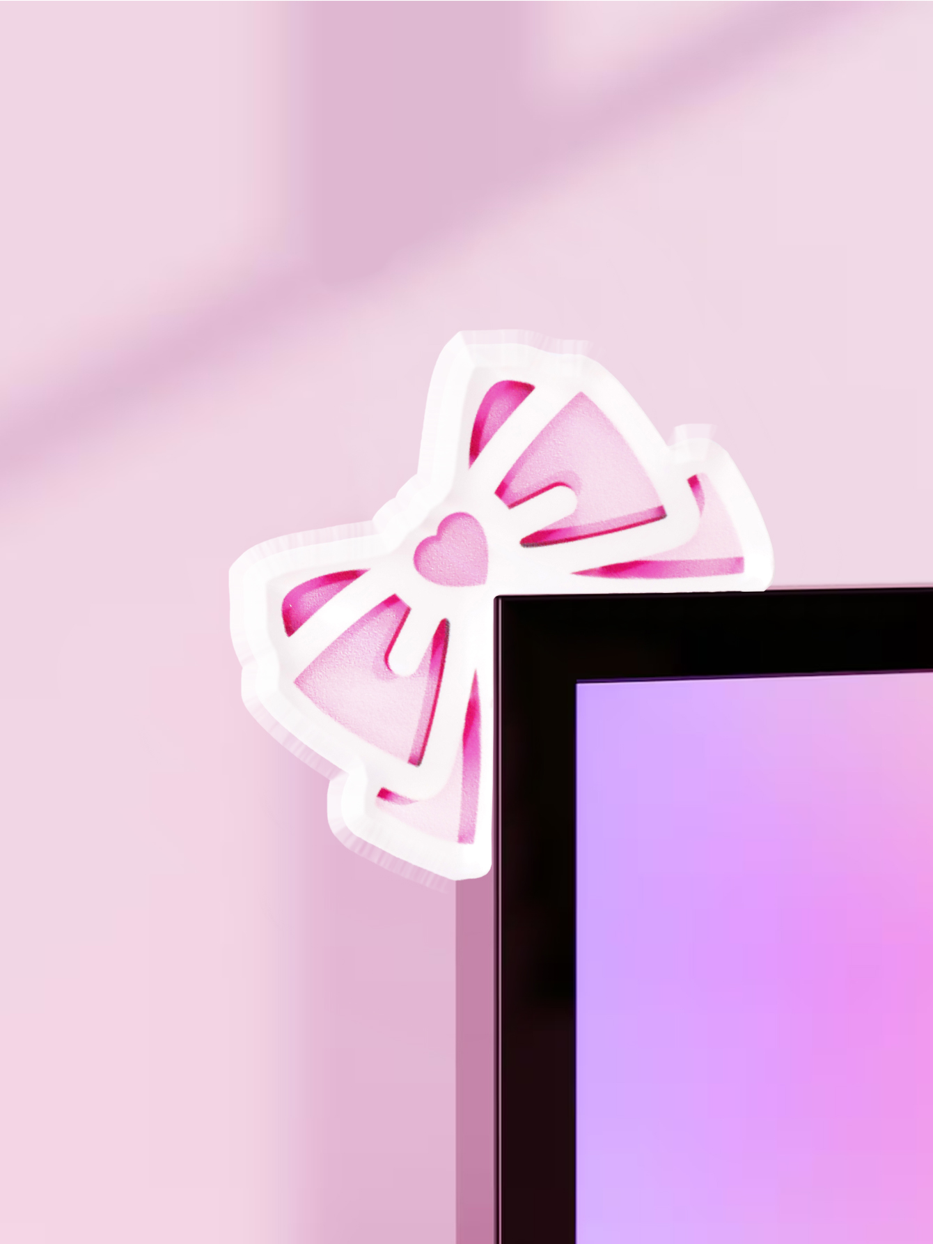 Office Technology - Kawaii Bow Monitor Decor Pink Acrylic