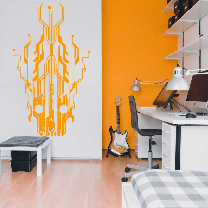 Chip Circuit Tech Skull Vinyl  - Office Tech Decor review and price