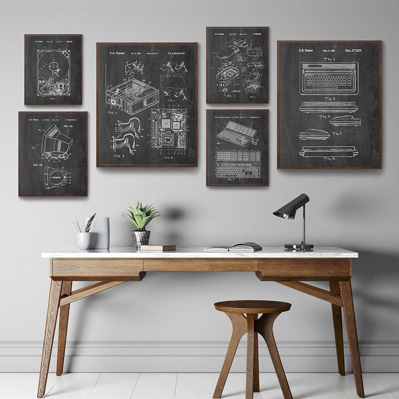 6Pcs Vintage Computer Patent W - Office Tech Decor review and price