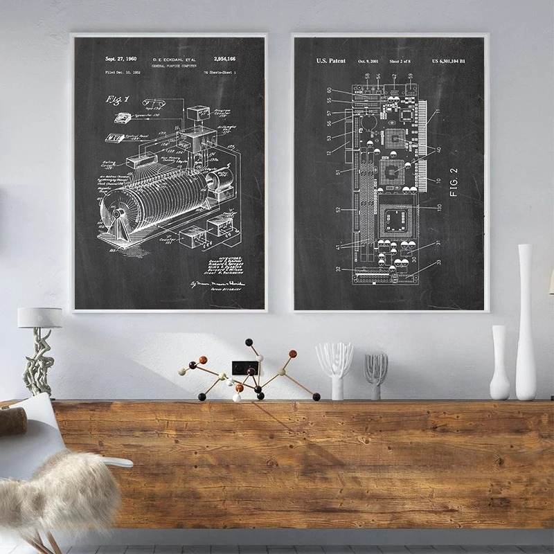 6Pcs Vintage Computer Patent W - Office Tech Decor review and price