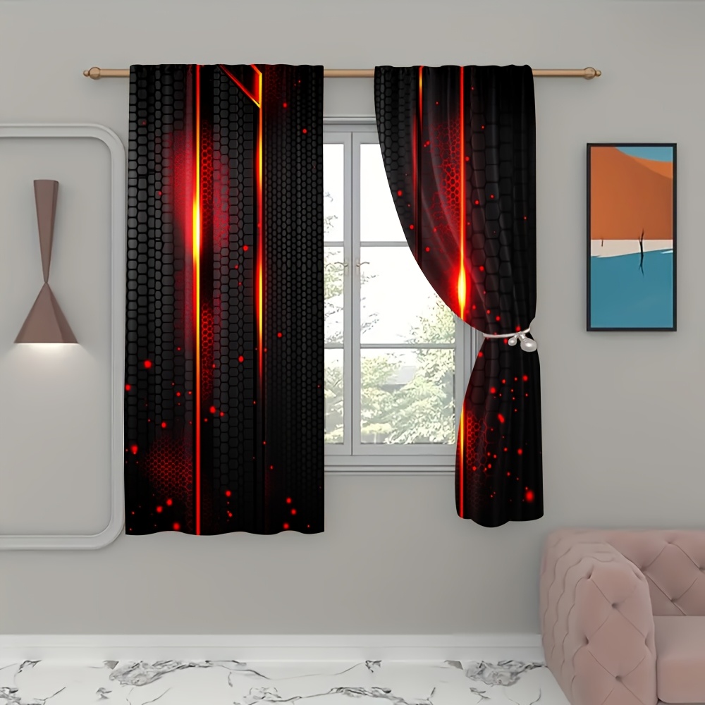 2pcs Lava Curtains Black Red C - Office Tech Decor review and price