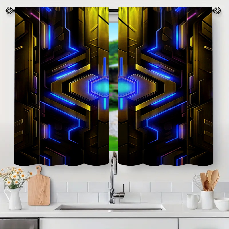 2pcs Geometric Tech Curtains w - Office Tech Decor review and price
