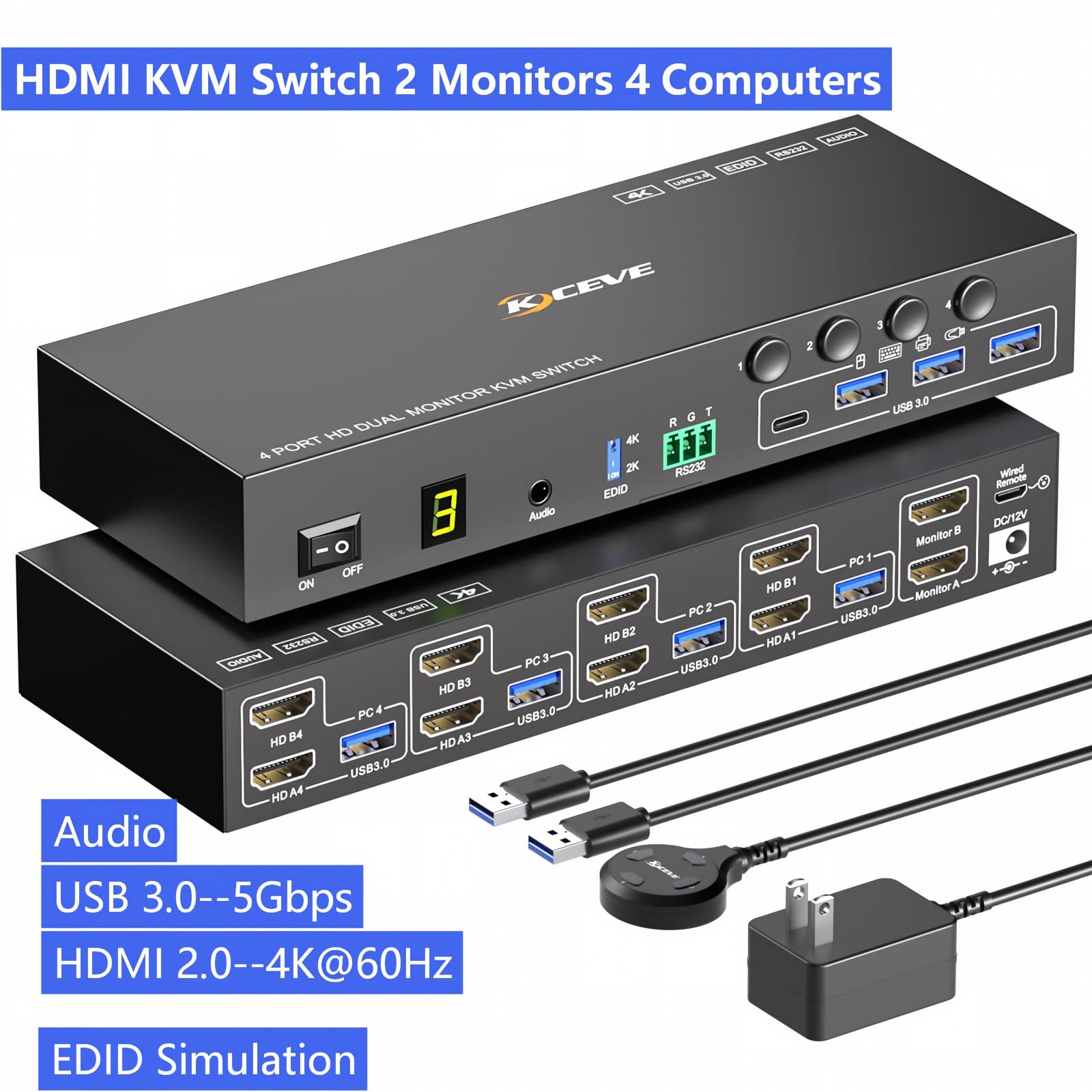 HDMI KVM Switch 2 Monitors 4 C - Kvm Switch Dual Monitor review and price